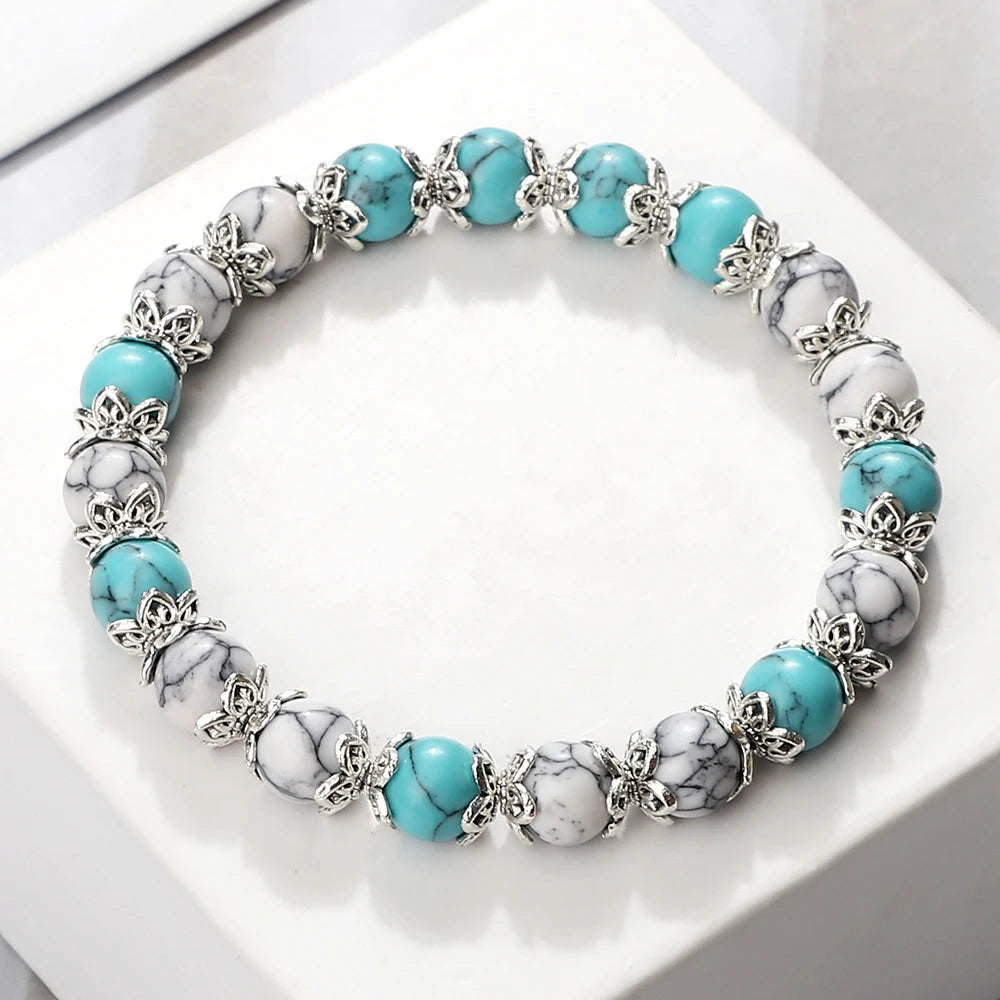 Gebet Lotus Legierung Spacer Perlen Armband 8mm Natürliche Cat Eye Streifen Achat Perlen Armreif Kette Pulsera Schmuck Geschenk für freund Neue
