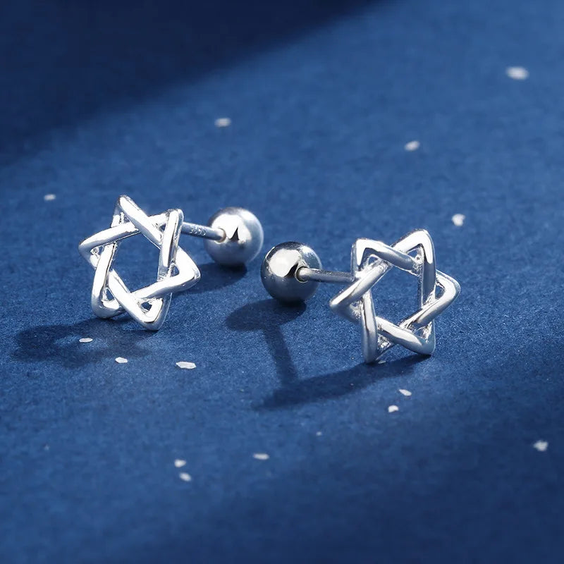 Yiluocd 925 versilbert Stern verdrehte Ohrringe hohlen Sechseck Stern von David Ohr stecker Schmuck für Frau Weihnachts geschenke