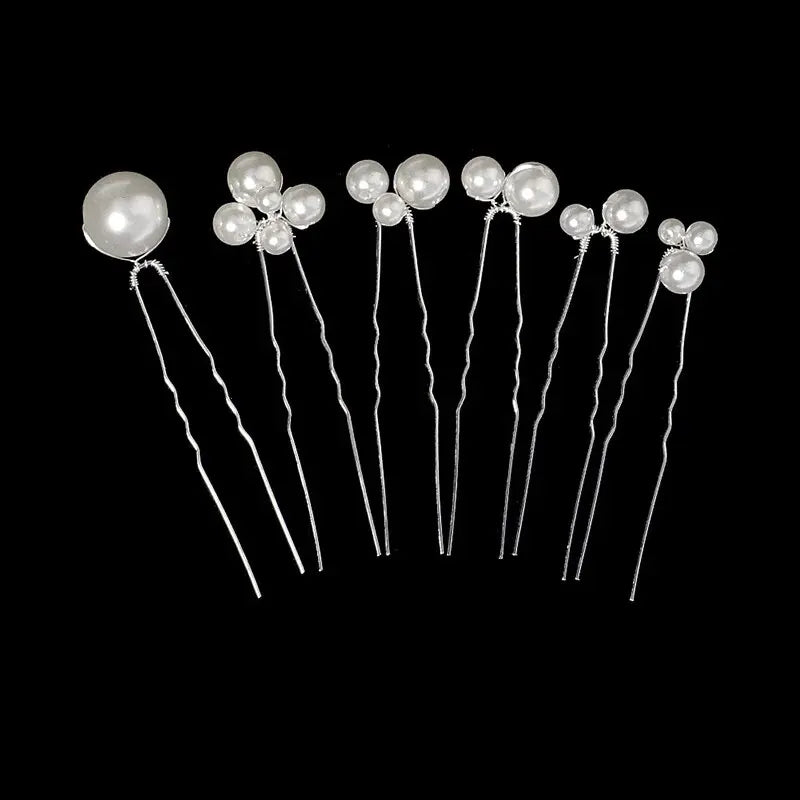 6PCS Beliebte handgemachte Hochzeit Haarnadeln Braut Kristall Perle Blume Haarspange Braut Haarschmuck Zubehör