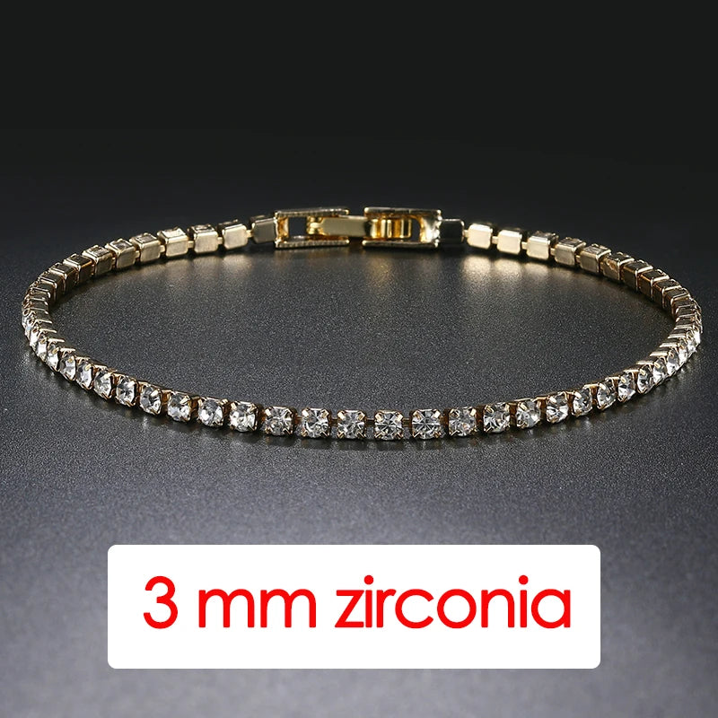 Damen-Tennis-Armband, Hip Hop, trendig, AAA+, Zirkonia, silberfarben, Teenager-Mädchen, Kristallkette an der Hand, Hochzeitsschmuck H086