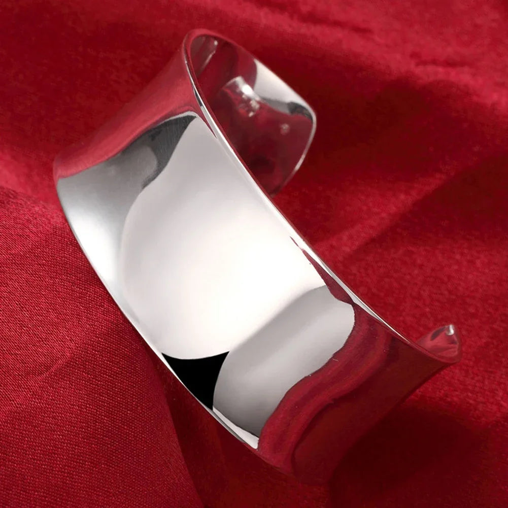 Trendige Armreifen aus 925er-Sterlingsilber, niedlich, offen, für Damen, Modeschmuck, Anpassungsgröße, Manschette, Hochzeit, Party