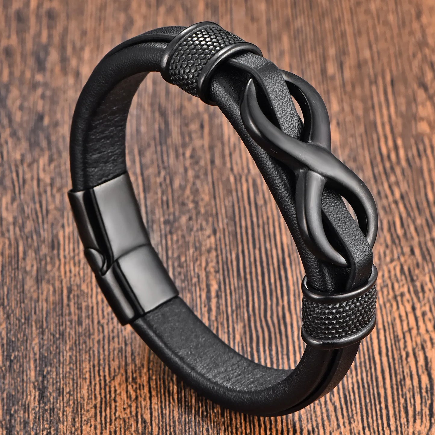 Klassisches Edelstahl-Lederarmband für Herren, Kettenarmband, Business-Charm, Schmuckzubehör für Papa und Freund
