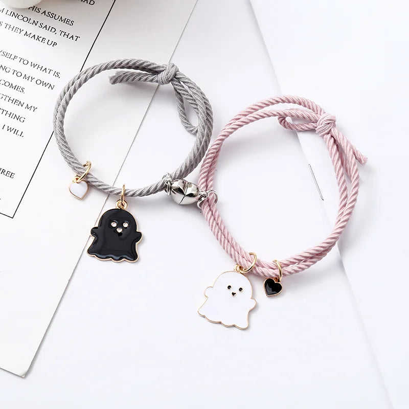 2 Teile/satz Geist Geflochtenes Armband für Liebhaber Fern Romantische Herz Magnet Paar Armbänder Freundschaft Mode Schmuck Geschenk