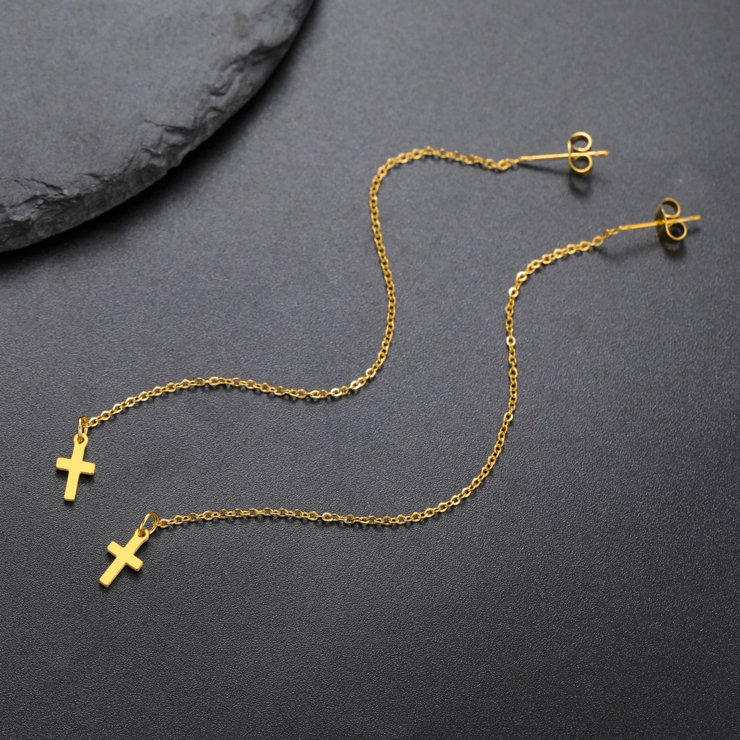 Cazador Kreuz Lange Quaste Ohrringe für Frauen Edelstahl Schmuck Christian Ohrringe Jesus Valentinstag Geschenk Großhandel