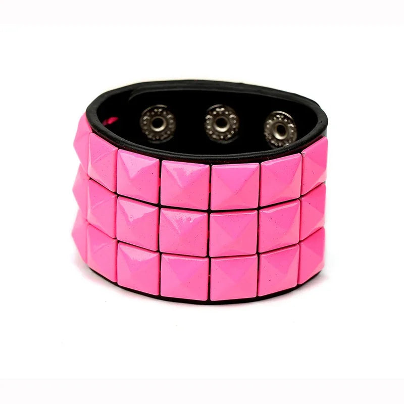 Mode 9 Farben Doppel Gürtel Leder Handgelenk Freundschaft Große Breite Armband Für Männlich Weiblich Schnalle Vintage Punk Schmuck