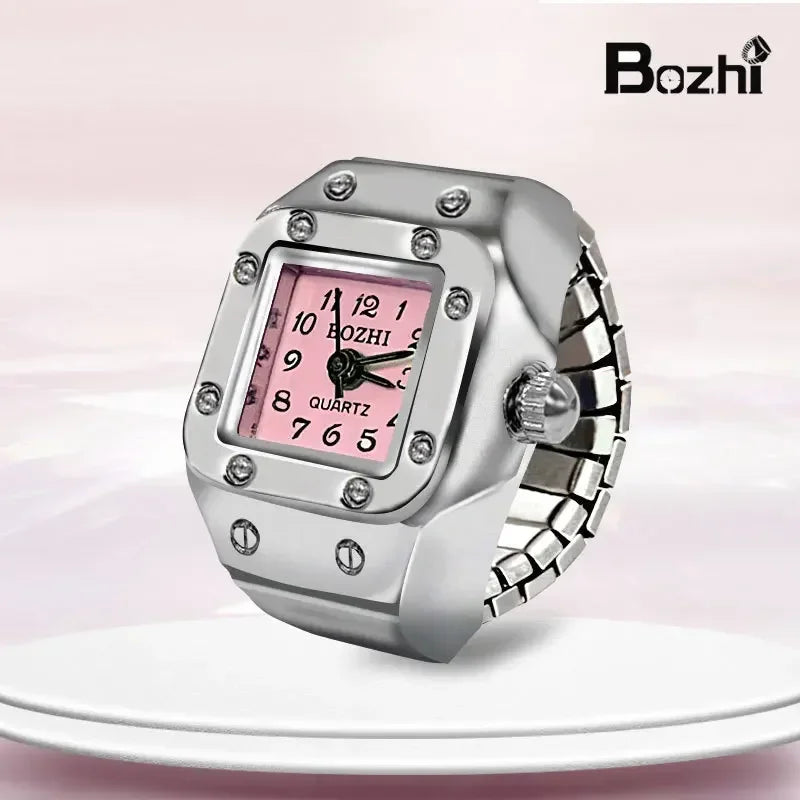 Vintage Punk Quarz Fingeruhr Ring für Frauen Männer Paar Ringe Digitale Uhren Elastische Dehnbare Finger Band Ring Schmuck Uhr