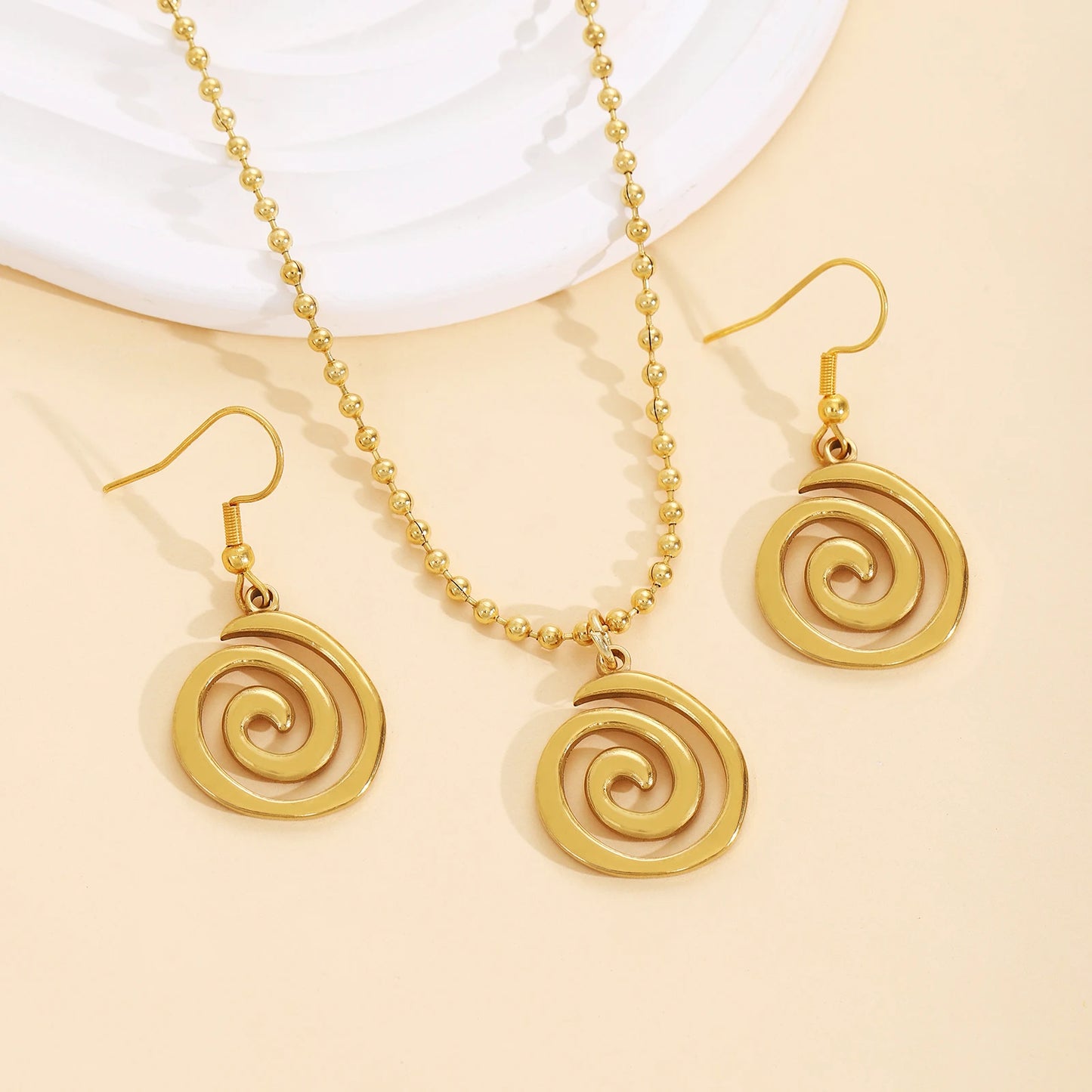 Sonnen-Halskette, Ohrringe, Set für Damen, Edelstahl, Goldkette, Feuer-Anhänger, Schmuck, Geschenk, hypoallergen, für den täglichen Gebrauch