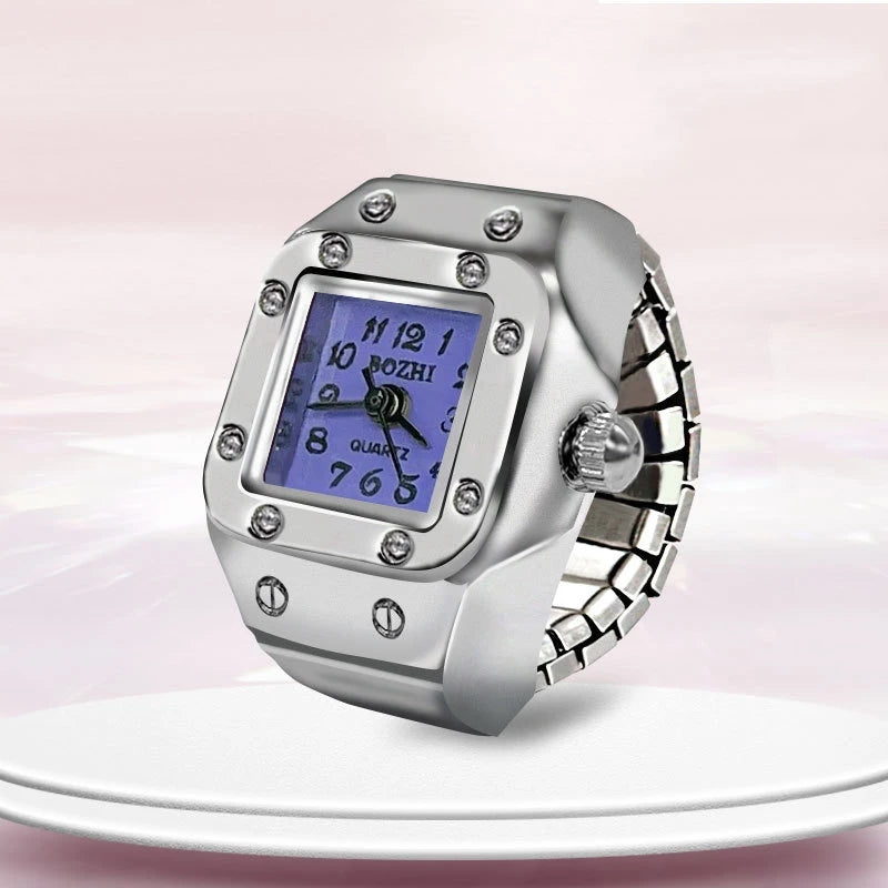 Ring Uhr Neue Heiße Verkauf Kreative Legierung Shell Finger Quadratischen Zifferblatt Paar Männer Und Frauen