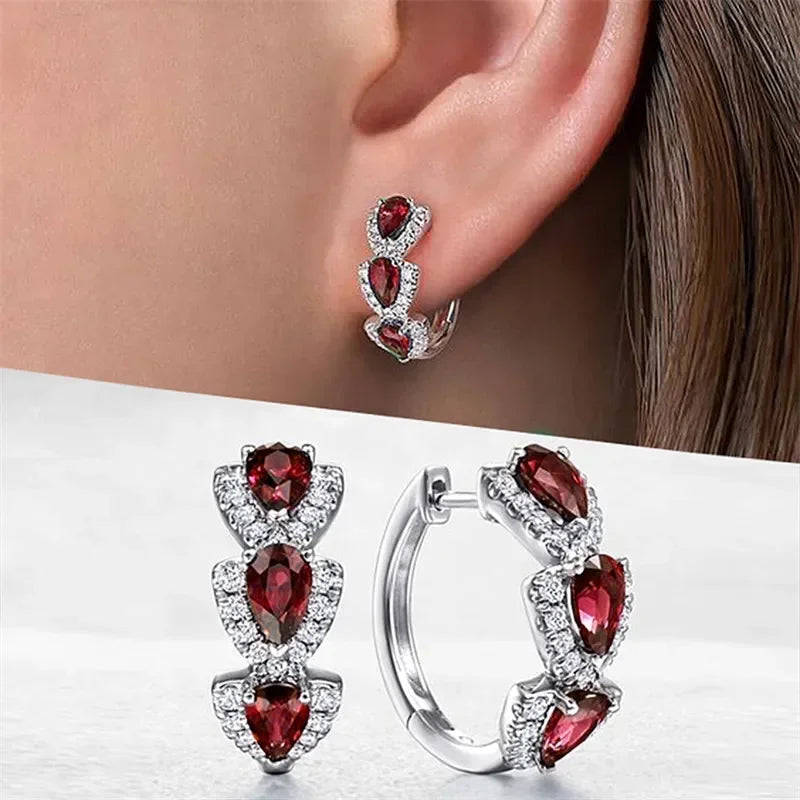 Huitan Luxus Trendy Blaue Zirkonia Creolen Hochzeit Party Elegante Accessoires für Frauen Jahrestag Geschenk Neue Schmuck