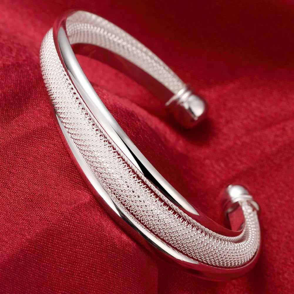 Trendige Armreifen aus 925er-Sterlingsilber, niedlich, offen, für Damen, Modeschmuck, Anpassungsgröße, Manschette, Hochzeit, Party
