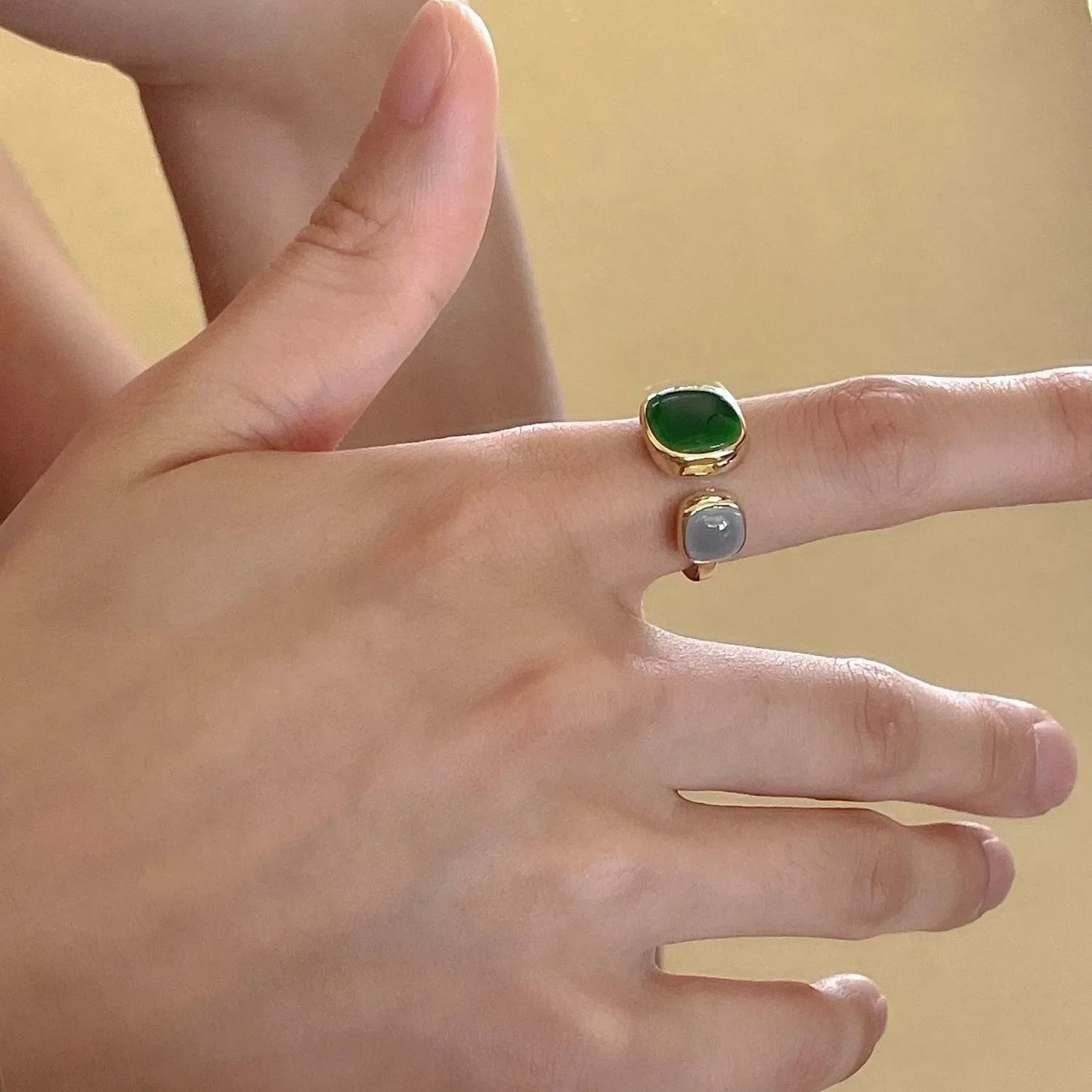 Kpop Trendy Retro Geometrische Bunte Tropf Glasur Offene Ringe für Frauen Einstellbar Exquisite Gold Farbe Finger Ringe Schmuck Geschenke