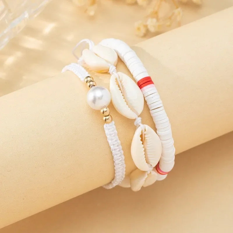 Böhmisches Imitation Muschelperlen-Armband für Frauen, Seestern, Schildkröte, gewebtes Seil-Armband, handgefertigt, Freundschaft, Strand, Urlaub, Schmuck