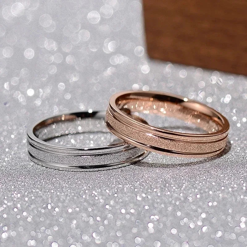 Trendy Ringe Edelstahl Luxus Mode Titan Rose Gold Farbe Matt Ring Exquisite Frauen Männer Schmuck Hochzeit Geschenk Heißer