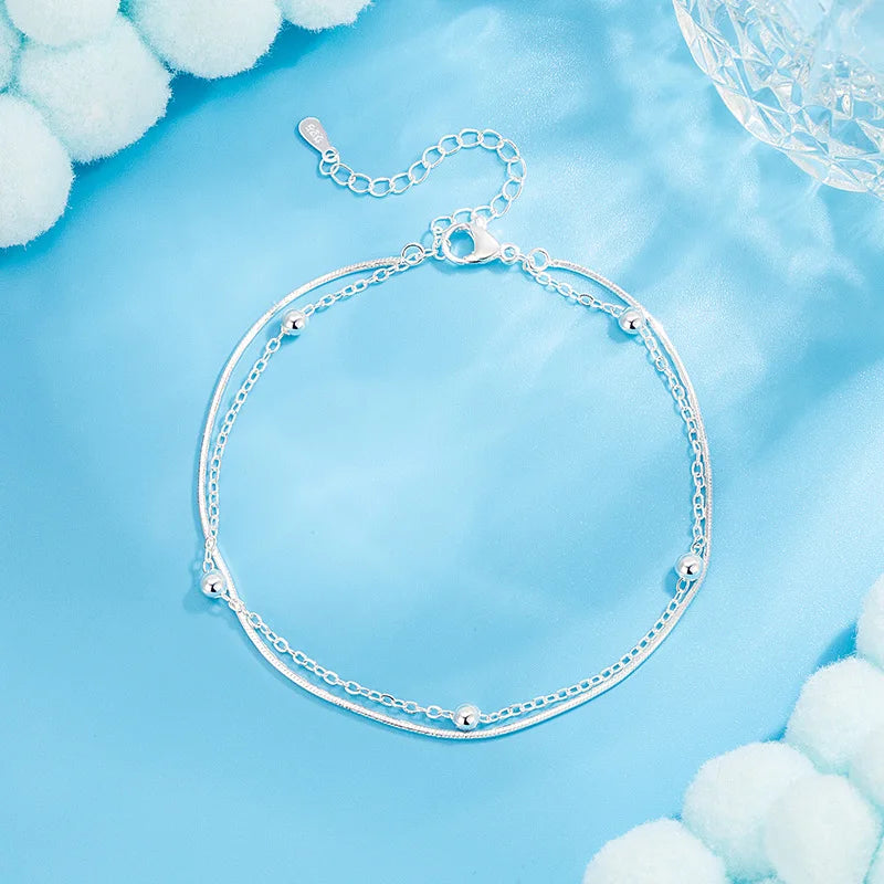 Fußkettchen aus 925er-Sterlingsilber, schillernde Kette, klare CZ, geometrisch, elegant, für Frau und Mädchen, Modeschmuck, Geschenk, Dropship-Großhandel