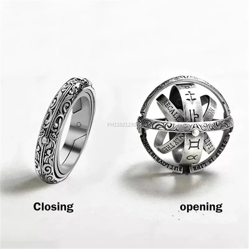 Mode Kreative Komplexe Rotierenden Cosmic Finger Ring Schmuck Open Merge Ring Entfaltet In Astronomische Kugel Männlich Weiblich Ringe