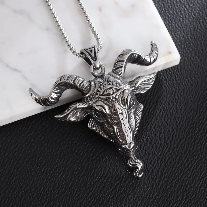 Retro Dämon Satan Schaf Kopf Auge der Wahrheit Halskette Luzifer Anhänger männer Punk Gothic Trendy Party Schmuck