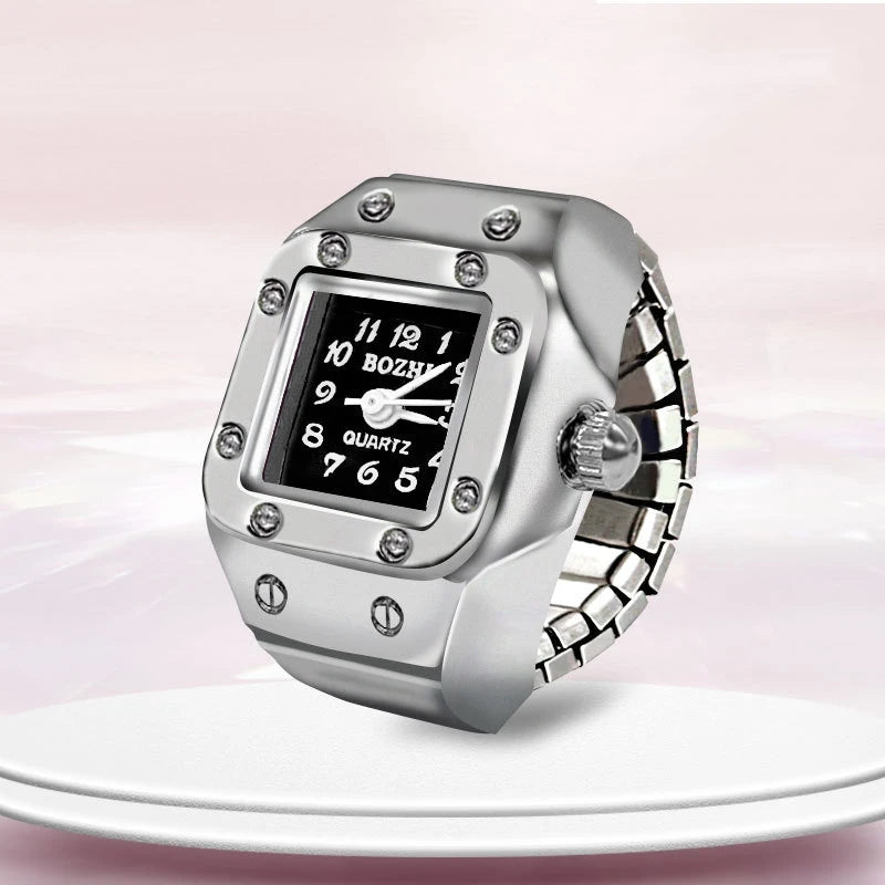 Ring Uhr Neue Heiße Verkauf Kreative Legierung Shell Finger Quadratischen Zifferblatt Paar Männer Und Frauen