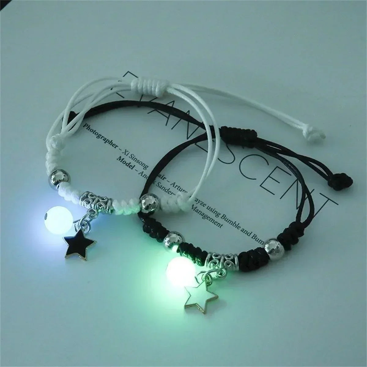 Mode Leuchtende Perlen Stern Paar Armband Für Frauen Männer Charming Blume Herz Key Lock Kreuz Passenden Freund Armband Schmuck