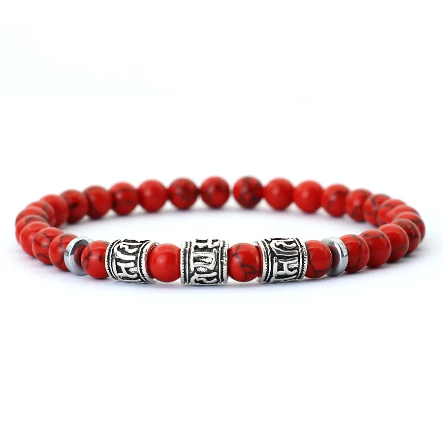 Vintage Herren Armband Perlen Om Mani Padme Hum Mantra Armband Wikinger Schmuck Zubehör Natürliche Lava Tigeraugen Stein Armband