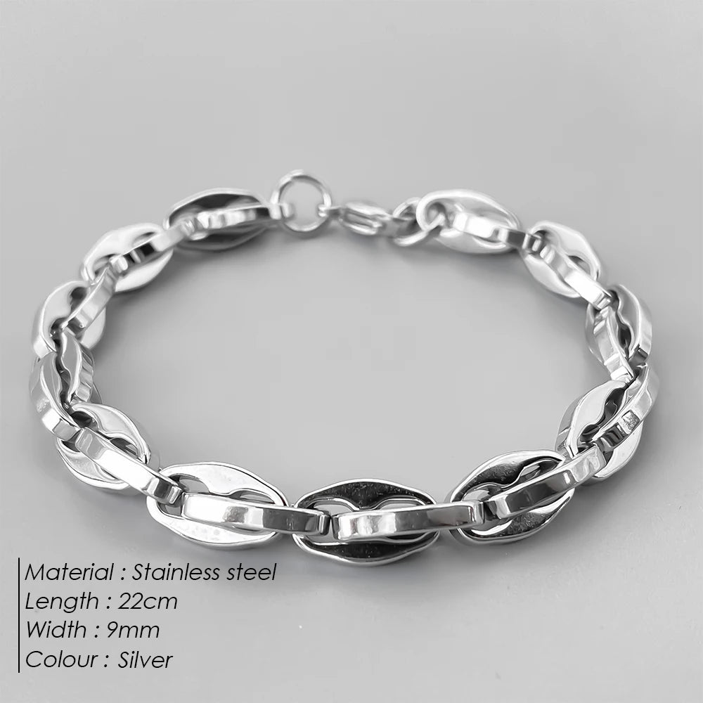 ELANDIS Herren Retro Lippenkette Armband Wasserdicht Edelstahl Gliederarmband Rock Punk Schmuck Geschenke