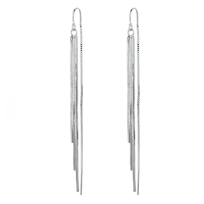 VIVILADY 925er Silber, drei lange Ketten, Quasten, baumelnde Ohrringe für modische Frauen, edler Schmuck, minimalistische Accessoires