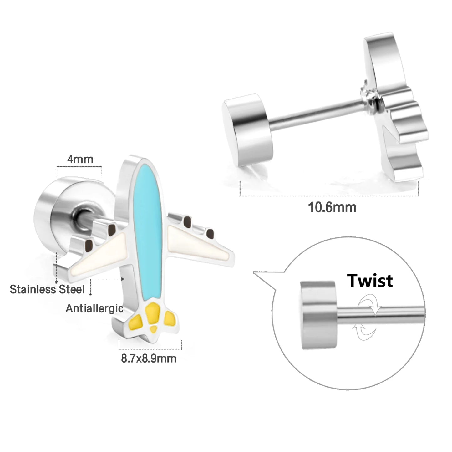 LUXUKISSKIDS Ohrstecker aus chirurgischem Stahl für Mädchen/Frauen, Erdbeere, Regenbogen, niedliches romantisches Piercing, winziger Schmuck mit hypoallergenkeit