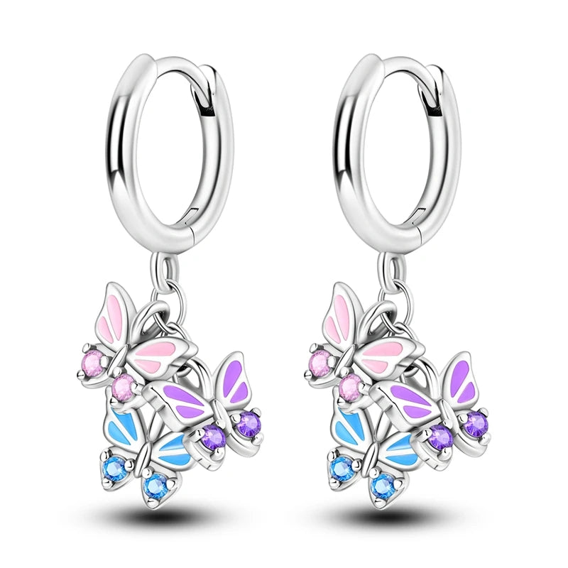Heißer Verkauf Mode 925 Silber Farbe Ohrringe Blau Zirkon Sterne Mond Unregelmäßigkeit Ohrringe Für Frau Feine Geburtstag Schmuck Geschenke