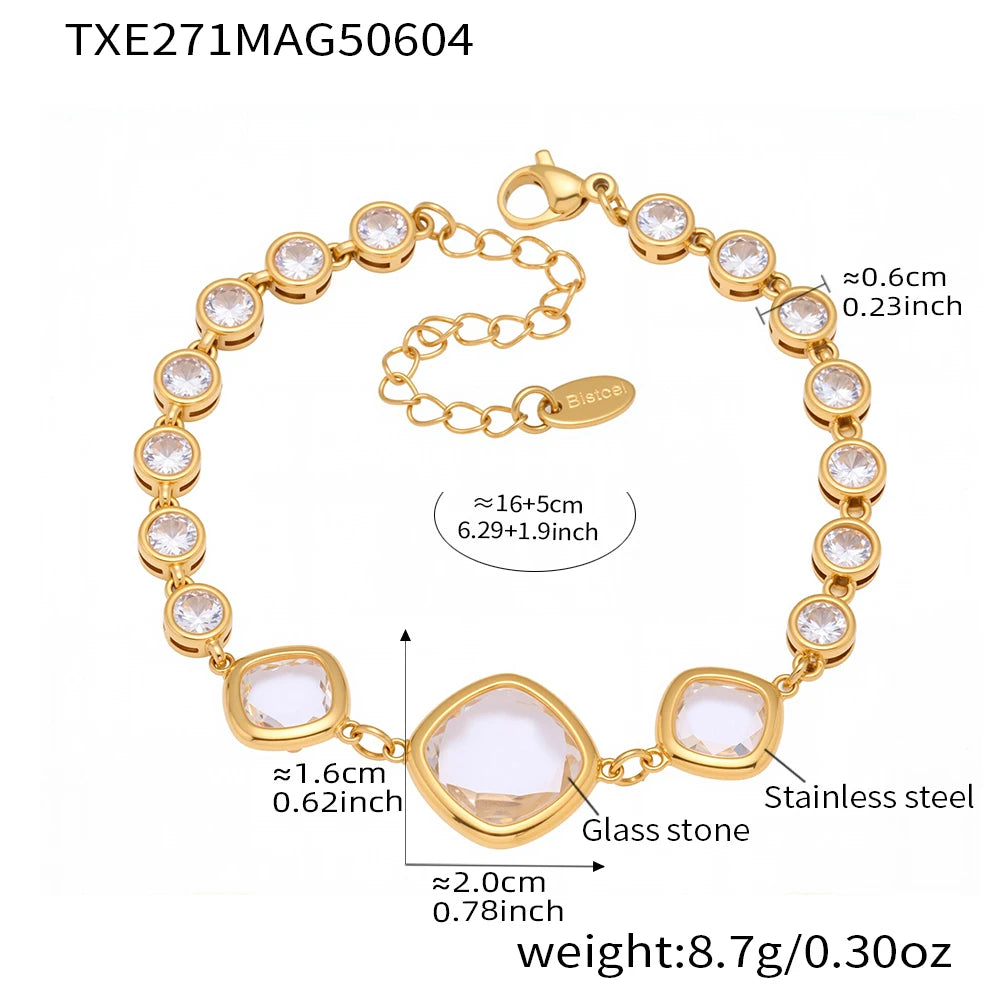 Nivora Hohe Qualität Quadrat Runde Glas Armband Fußkettchen Für Frauen Edelstahl Kette Armband Frauen Hochzeit Engagement Schmuck