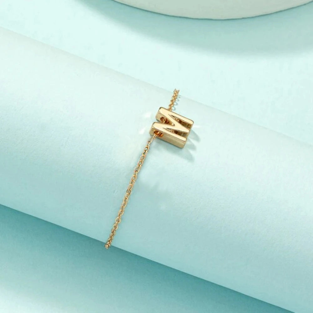 eManco Muttertag DIY Hauptstadt-Anfangsarmbänder Edelstahlschmuck Einfaches vergoldetes Armband 48-Stunden-Versand
