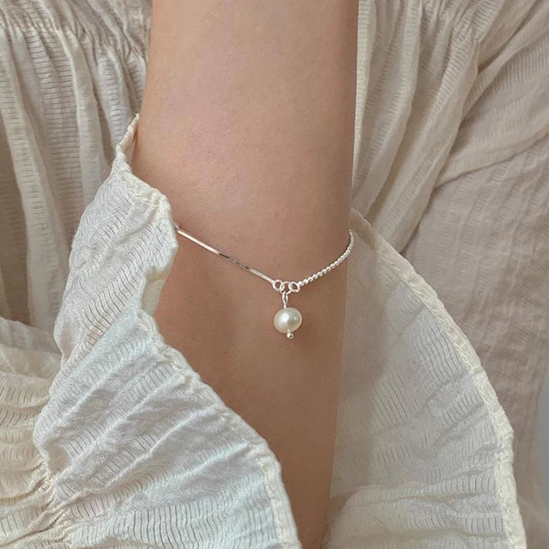 Beliebtes Perlenarmband aus 925er-Sterlingsilber, einfaches Charm-Armband, Geburtstagsfeier, Geschenk für Damen, Modeschmuck