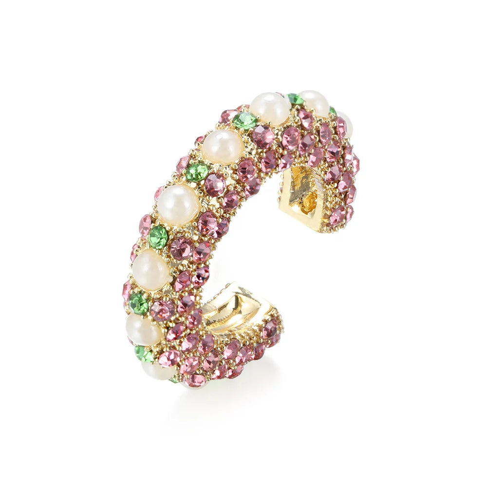 1 Stück cz Manschette Ohrringe für Frauen kleine C-Form Ohr manschette bunte Strass Clip Ohrringe Kristall Ohr manschette ohne Piercing