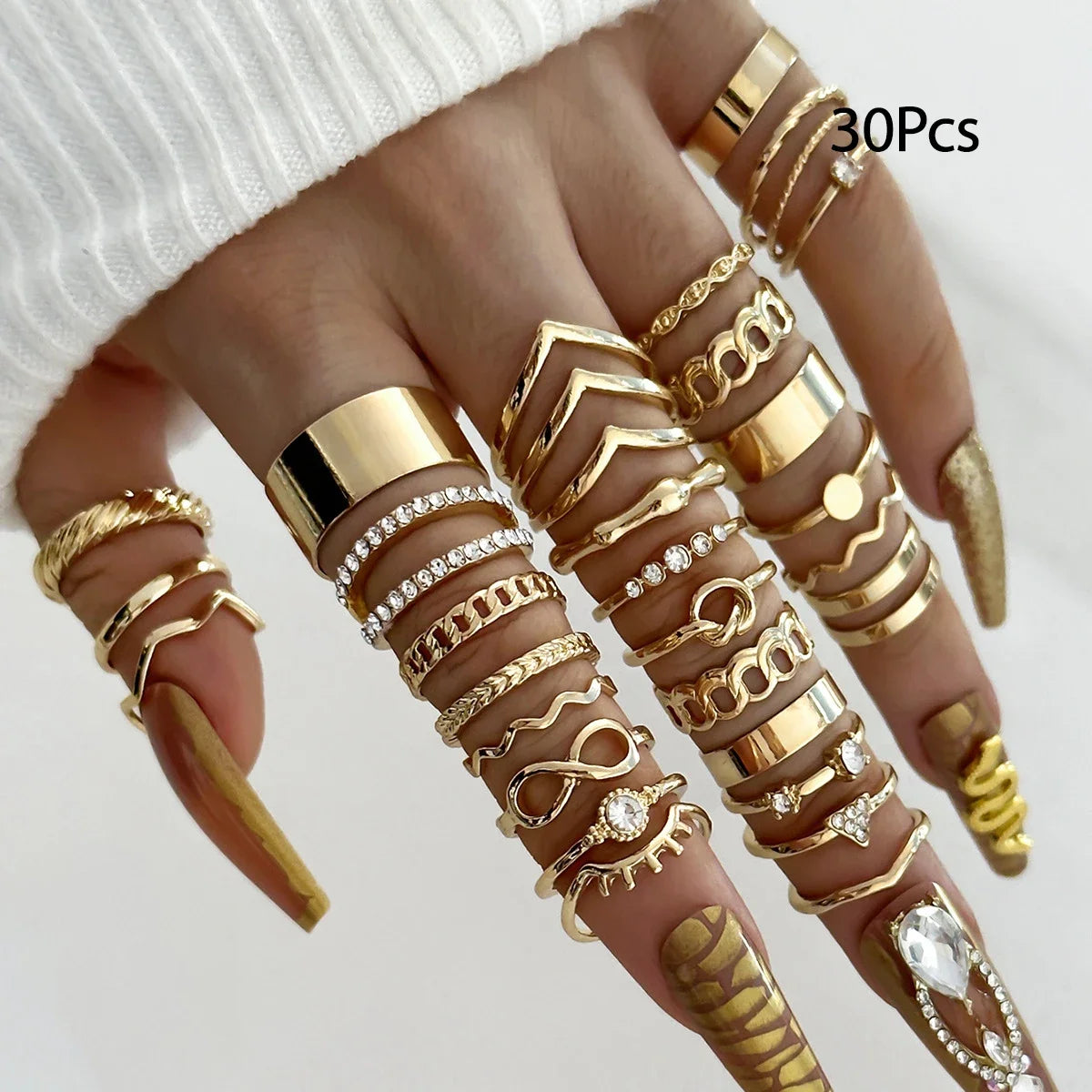 30Pcs Bohemian Geometrische Knuckle Ringe Set Für Frauen Gold Silber Farbe Finger Ring Mädchen Fashion Party Schmuck Zubehör