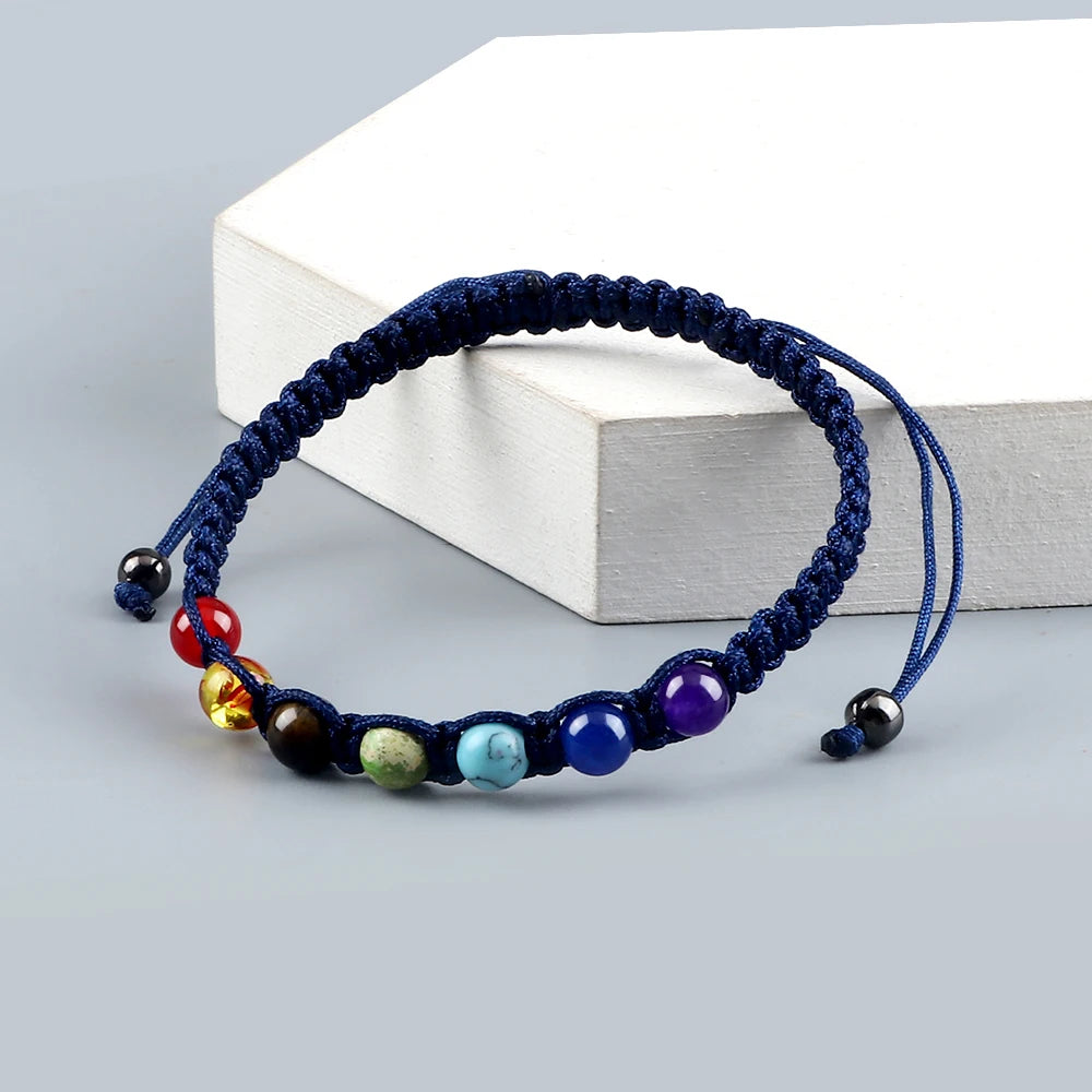 Handgewebtes 7-Chakra-Heilperlen-Armband für Männer, 6 mm, Naturstein, Gebetsarmbänder, Paare, modischer Armreif, Damen, Yoga, Schmuck, Geschenk