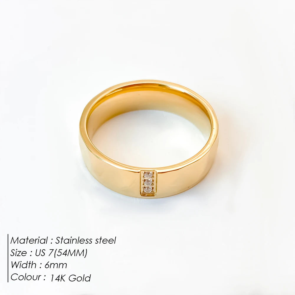 eManco Minimalistischer Ring mit breitem Gesicht, Strassring, poliert, metallisch, Premium-Party-Schmuck, Ringe direkt ab Werk