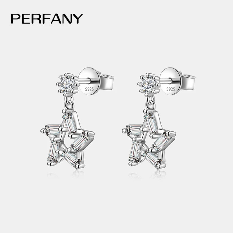 PERFANY 0,2 CT Moissanit Tropfen Ohrring Frauen S925 Reinem Silber Stern Design Labor Diamant Mode Schmuck Party Geschenk