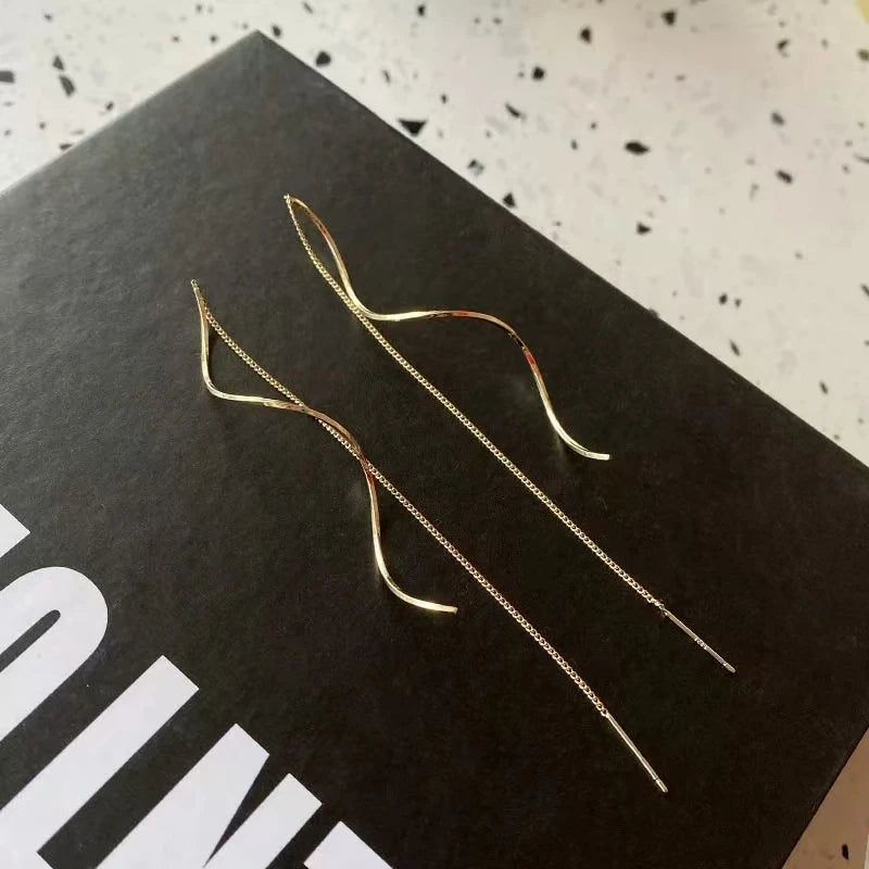 Einfache, vielseitige Damen-Ohrringe mit langen Quasten und modischem langem Ketten-Design für Partys, Hochzeiten, Geschenke für Frauen