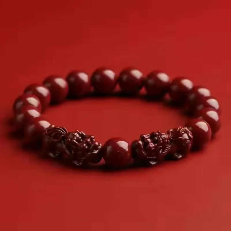 Natürliches Zinnober-Pixiu-Armband, viel Glück, Reichtumsschutz, sicheres Perlenarmband, Transferperlenschmuck, Paar-Geschenke Yng