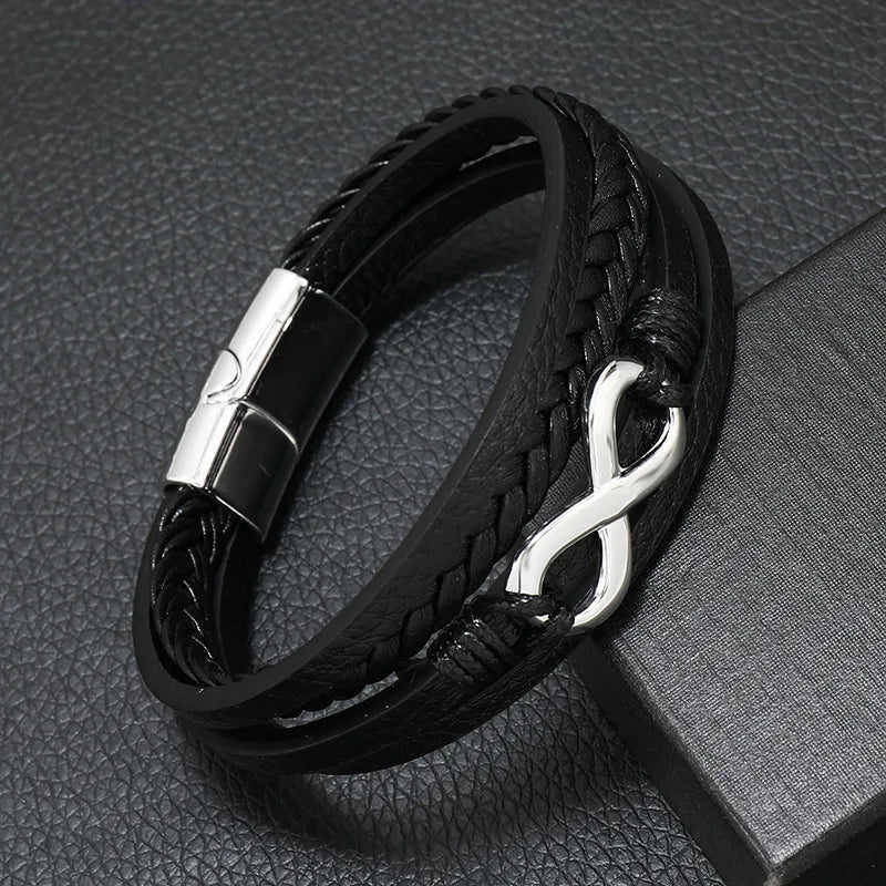 Mode Punk Leder Armband Für Männer Edelstahl Armband Multilayer Geflochtenen Seil Männliche Armband Liebhaber Geschenk