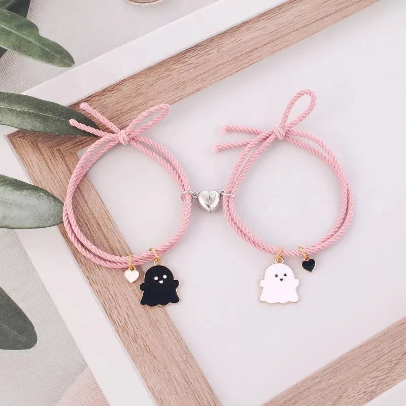 2 Teile/satz Geist Geflochtenes Armband für Liebhaber Fern Romantische Herz Magnet Paar Armbänder Freundschaft Mode Schmuck Geschenk