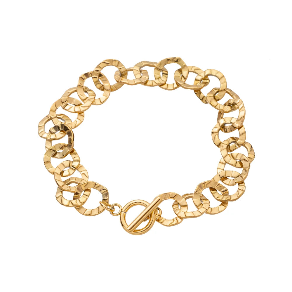 Car lidana Chic 18 Karat vergoldete Büroklammer kubanische Kette Armband Titan Edelstahl Leder Glieder ketten Armbänder Schmuck