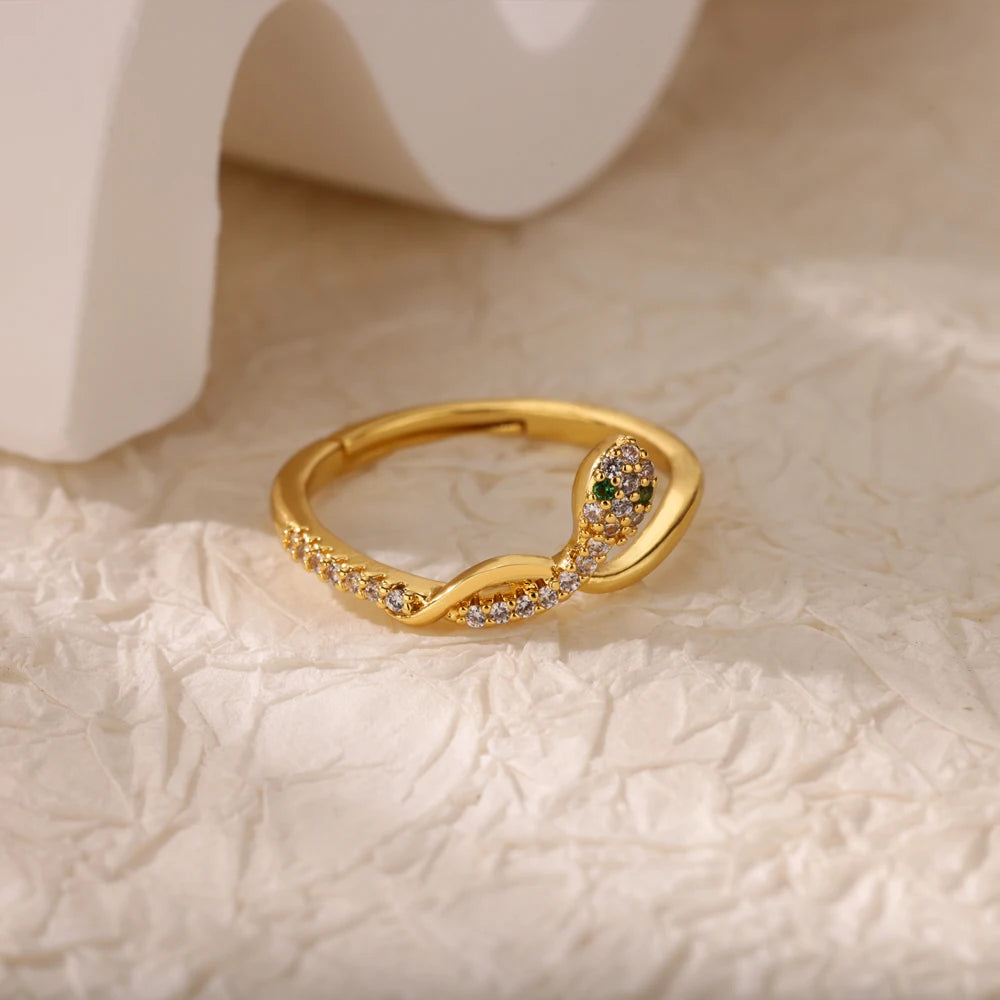 Edelstahl Zirkon Geometrische Ringe Für Frauen Luxus Bösen blick Gold Farbe Einstellbar Trendy Hochzeit Ästhetischen Jewerly Geschenk