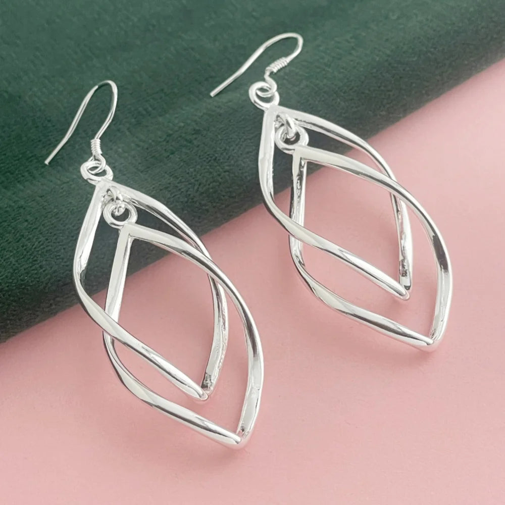 Lange Ohrringe aus 925er-Sterlingsilber mit hohler Quaste, Damenmode, Hochzeitsschmuck, Geschenk