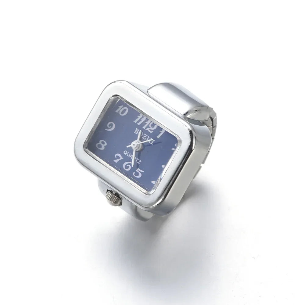 Mini Vintage Punk Finger Uhr Ringe Gummiband Legierung Uhren Paar Ringe Schmuck Uhr Retro Römischen Quarz Frauen Männer Uhr