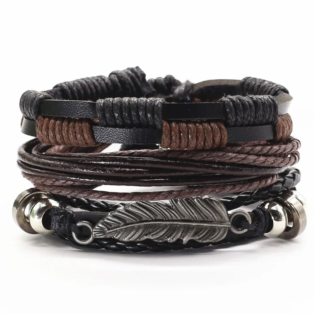 WESTBULL 3 Teile/satz Multilayer Leder Armbänder Für Männer Kreuz Charme Homme Armreifen Geschenk Schmuck