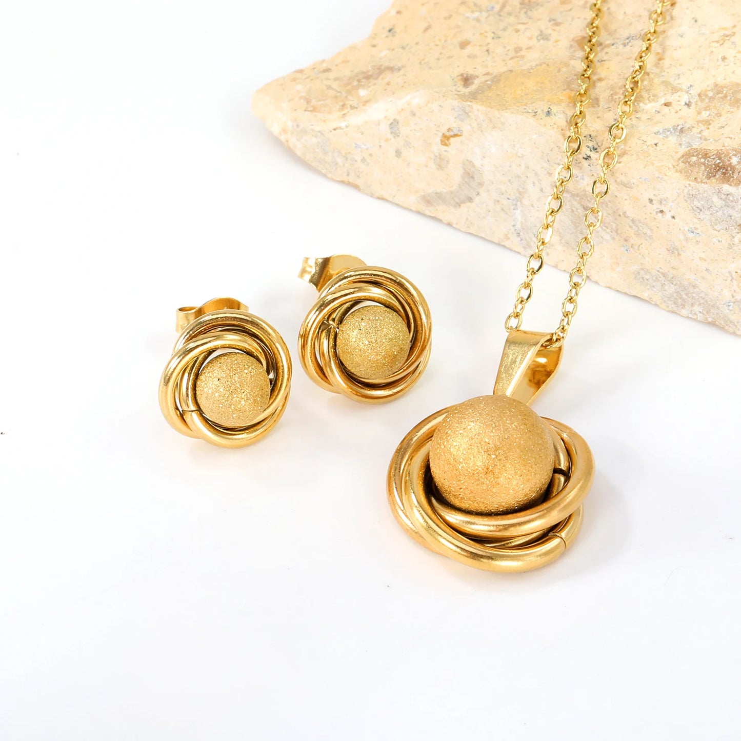 LUXUKISSKIDS Trendy Schmuck Set Edelstahl Silber/Gold Farbe Frau/Männer Großhandel Herz Anhänger Halskette Ohrringe Braut Sets