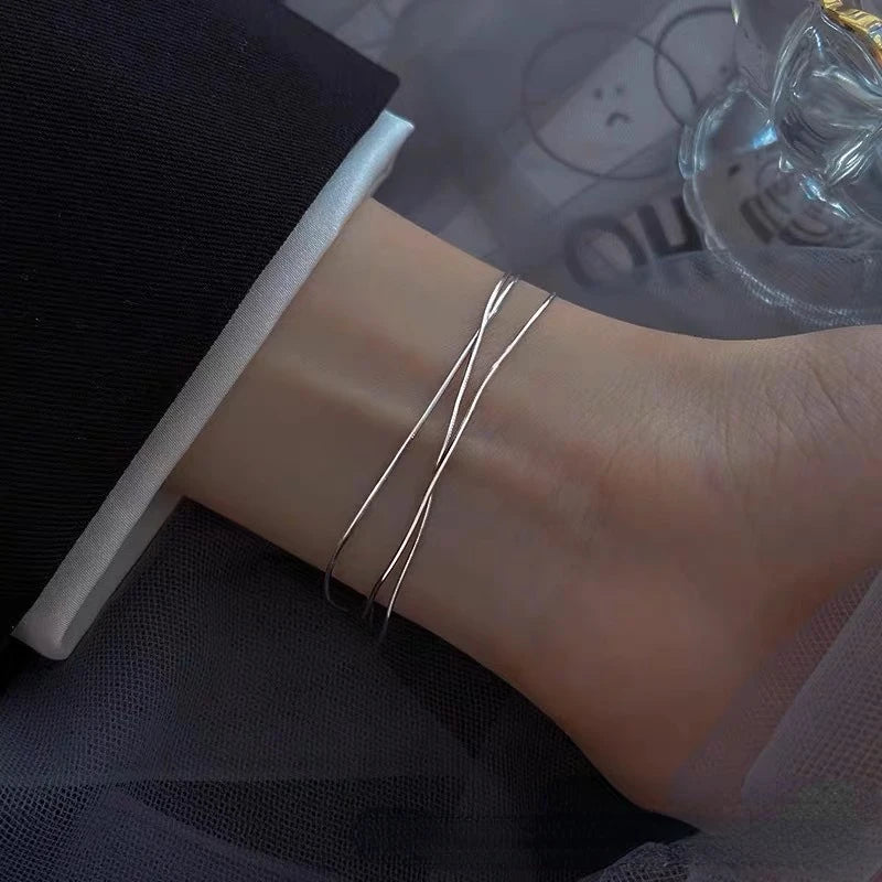 Trumium reine 925 Sterling Silber Armbänder für Frauen Männer Schlangen knochen Kette 3 Schicht verstellbare Paar minimalist ischen Schmuck