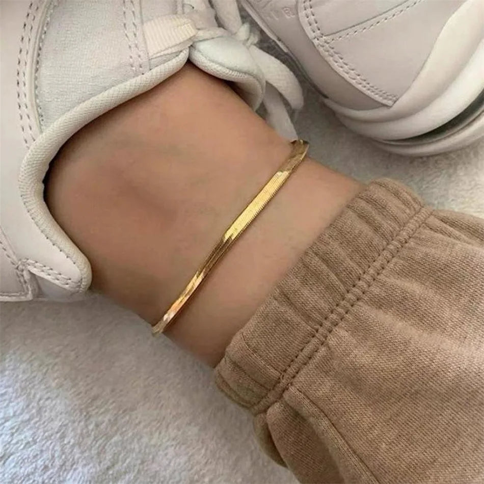 Klassische Schlangenknochen-Ketten-Fußkettchen für Frauen und Mädchen, verstellbare Sommer-Strandkette, Fußkettchen, Armband für Frauen, Schmuck, exquisites Geschenk
