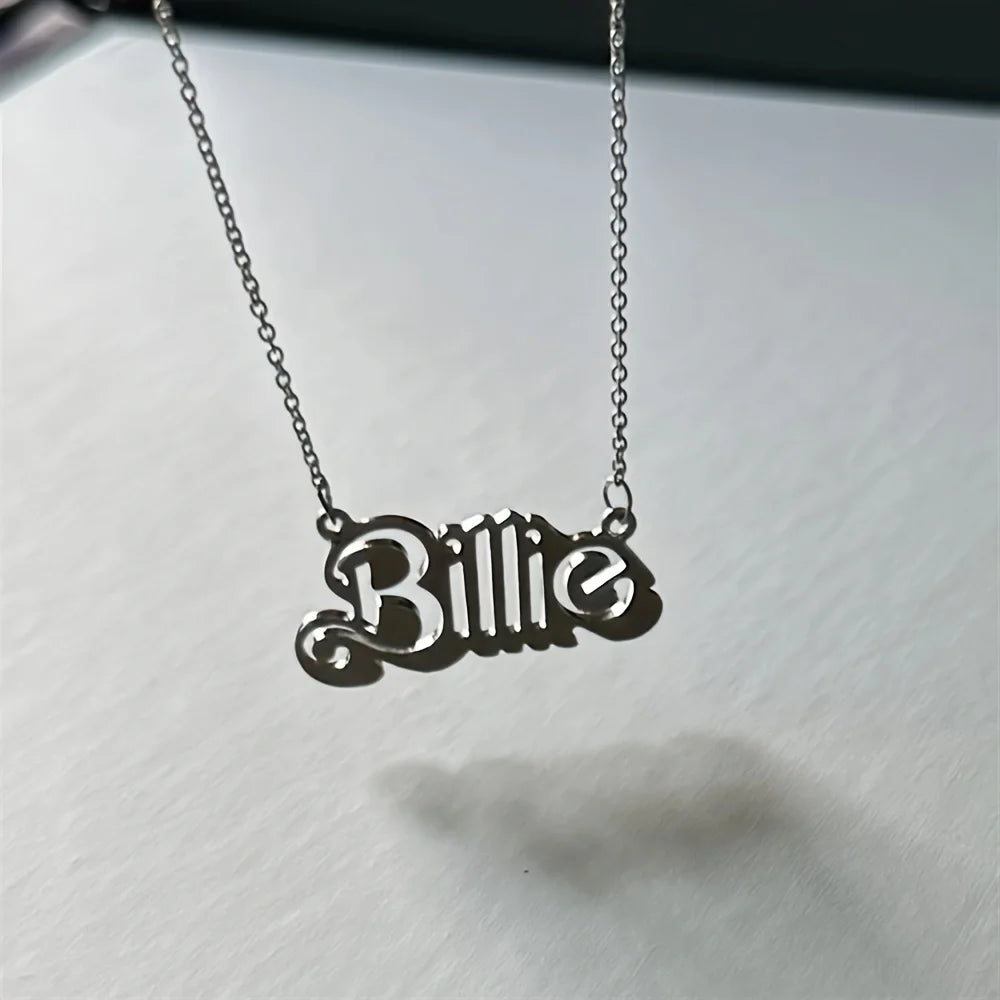 Mode Einfache Silber Überzogene Billie Brief Anhänger Halskette für Frauen Schlüsselbein Kette Halskette Edlen Schmuck