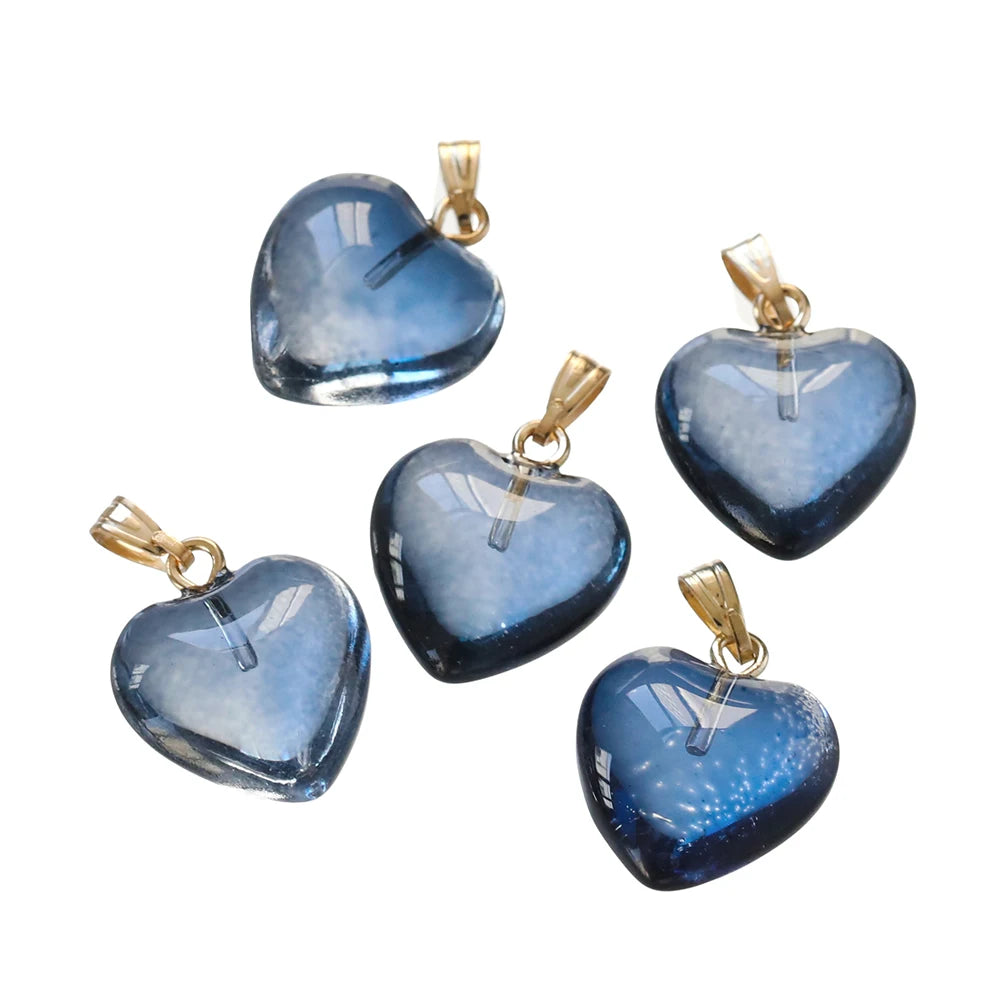 10 Teile/los Tschechische Lampwork Kristall Glas Herz Perlen Charms anhänger DIY Handgemachten Schmuck Machen Halsketten Ohrringe Zubehör