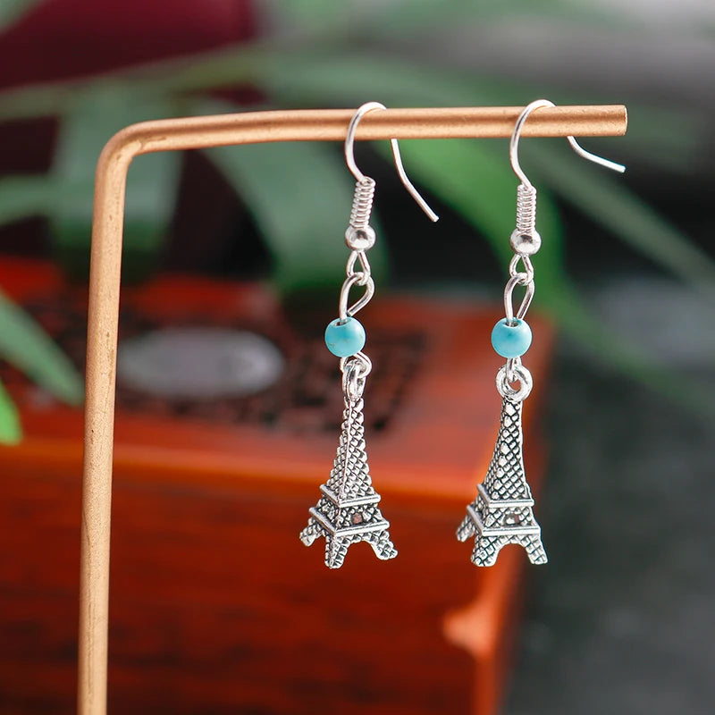 Böhmische Legierung Blume Herz Tropfen Ohrringe für Frauen Türkis Stein Quaste baumeln Ohrringe Mädchen Weihnachts geschenke